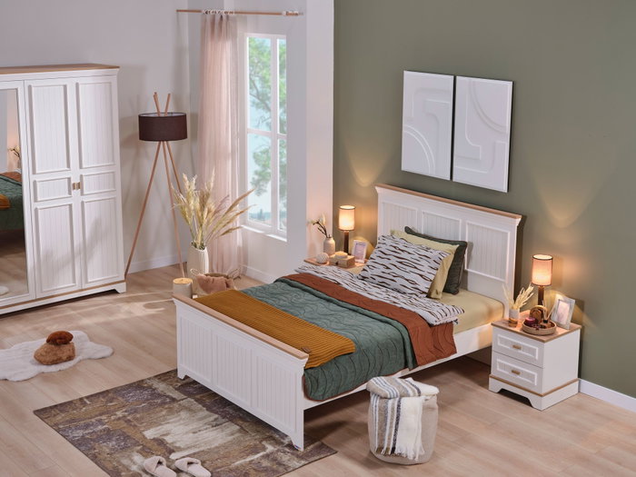 Hanah Home Cama Individual Monte Crema y Roble Hanah Home Cama Individual Monte Crema y Roble